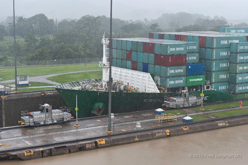 20101202_153012 D3.jpg - Miraflores Locks, Panama Canal.  A closer view of the 'engines' pulling the ship